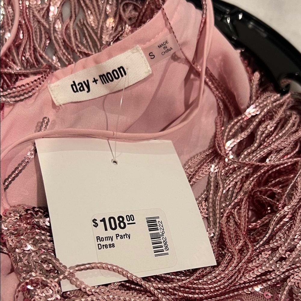 Elegant Pink Sequin Fringe Mini Dress - Picture 5 of 5
